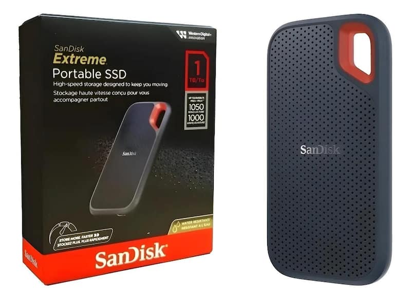SSD 1TB Externo Portátil SanDisk Extreme USB 3.2 Leitura 1050 MBs